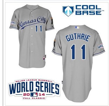 Royals #11 Jeremy Guthrie Grey Cool Base W 2014 World Series Patch Stitched Baseball Jersey