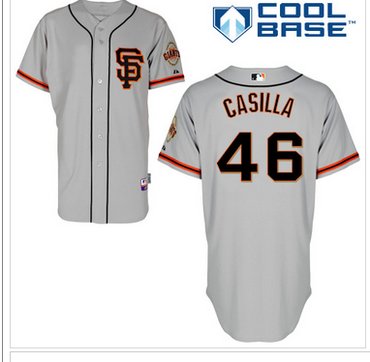 San Francisco Giants #46 Santiago Casilla Grey Road 2 Cool Base Baseball Jersey