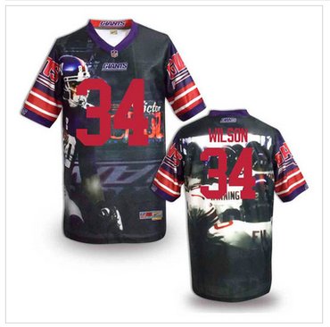 New York Giants #34 Wilson Stitched NFL Elite Fanatical Version Jersey (2)
