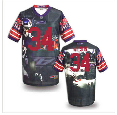 New York Giants #34 Wilson Stitched NFL Elite Fanatical Version Jersey (5)