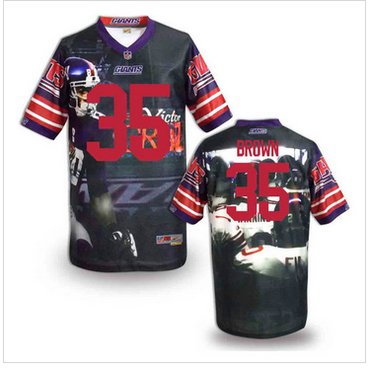 New York Giants #35 Brown Stitched NFL Elite Fanatical Version Jersey (2)