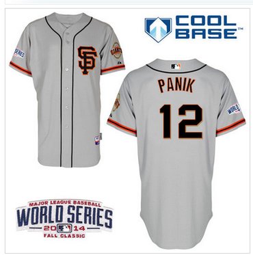 Giants #12 Joe Panik Grey Road 2 Cool Base W 2014 World Series Patch MLB Jersey