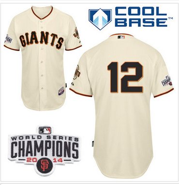 Giants #12 Joe Panik Cream Home Cool Base W 2014 World Series Champions Patch MLB Jersey