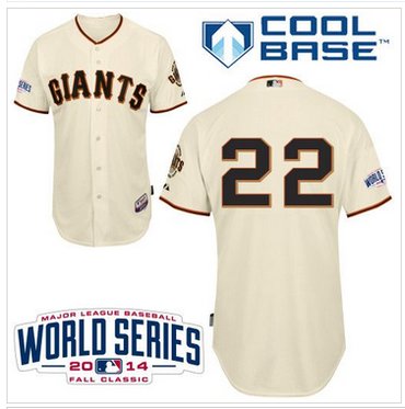 Giants #22 Will Clark Cream Home Cool Base W 2014 World Series Patch Baseball Jersey