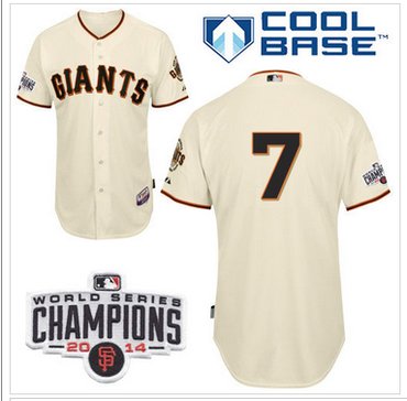 Giants #7 Gregor Blanco Cream Home Cool Base W 2014 World Series Champions Patch MLB Jersey