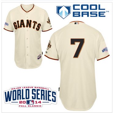 Giants #7 Gregor Blanco Cream Home Cool Base W 2014 World Series Patch MLB Jersey