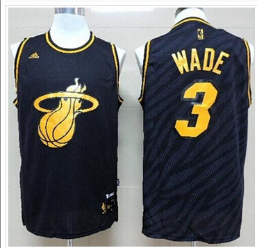 Miami Heat #3 Dwyane Wade Black Precious Metals Fashion Stitched NBA Jersey Miami Heat #3 Dwyane Wade Black Precious Metals Fashion Stitched NBA Jersey