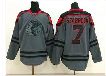 Chicago Blackhawks #7 Brent Seabrook Charcoal Cross Check Fashion Stitched NHL jersey
