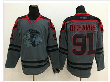 Chicago Blackhawks #91 Brad Richards Charcoal Cross Check Fashion Stitched NHL jersey