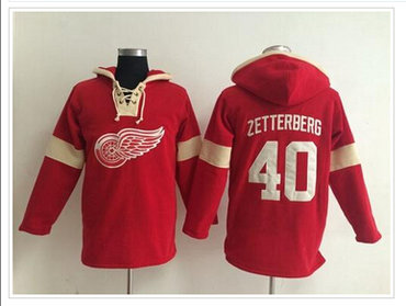 Detroit Red Wings #40 Henrik Zetterberg Red Pullover NHL Hoodie