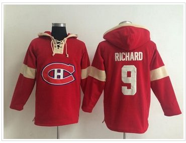 Montreal Canadiens #9 Maurice Richard Red Pullover NHL Hoodie Montreal Canadiens #9 Maurice Richard Red Pullover NHL Hoodie