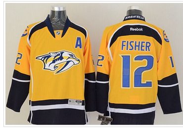 Nashville Predators #12 Mike Fisher Yellow Home Stitched NHL Jersey