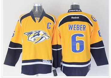 Nashville Predators #6 Shea Weber Yellow Stitched NHL Jersey