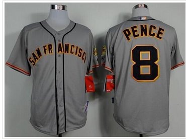 San Francisco Giants #8 Hunter Pence Grey Road Cool Base Baseball Jersey