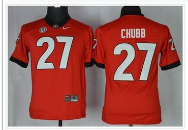 Bulldogs #27 Nick Chubb Red Stitched Youth NCAA Jersey