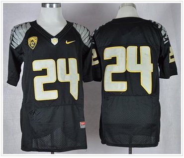 Oregon Ducks #24 Thomas Tyner Black Elite PAC-12 Patch Stitched NCAA Jersey