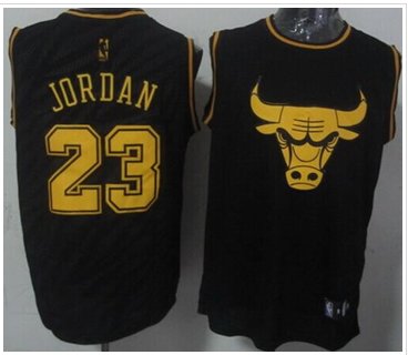 Chicago Bulls #23 Michael Jordan Black Precious Metals Fashion Stitched NBA Jersey