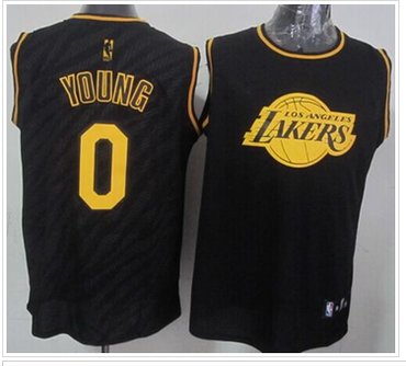 Los Angeles Lakers #0 Nick Young Black Precious Metals Fashion Stitched NBA Jersey