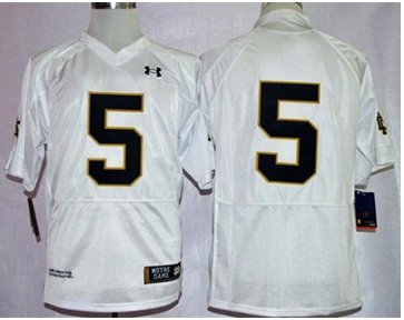 Fighting Irish #5 Everett Golson White Shamrock Series Stitched NCAA Jersey