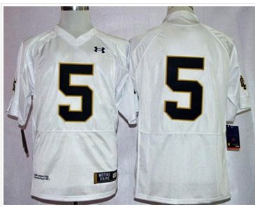 Fighting Irish #5 Everett Golson White Shamrock Series Stitched NCAA Jersey