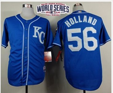 Royals #56 Greg Holland Light Blue Alternate 2 Cool Base W 2014 World Series Patch Stitched Baseball Jersey