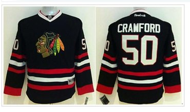 Youth NHL Blackhawks #50 Corey Crawford Black Stitched Jersey