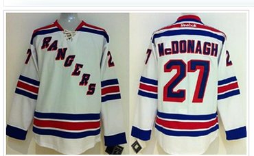 New York Rangers #27 Ryan McDonagh White Road Stitched NHL Jersey