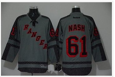 New York Rangers #61 Rick Nash Charcoal Cross Check Fashion Stitched NHL Jersey