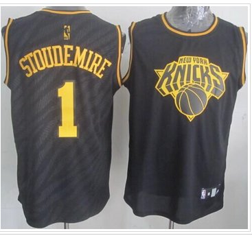 New York Knicks #1 Amar'e Stoudemire Black Precious Metals Fashion Stitched NBA Jersey