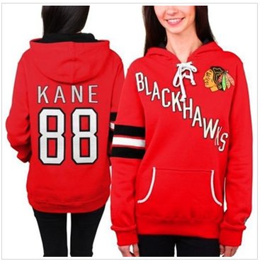 Women's Chicago Blackhawks #88 Patrick Kane Red Old Time Heidi NHL Hoodie Women's Chicago Blackhawks #88 Patrick Kane Red Old Time Heidi NHL Hoodie
