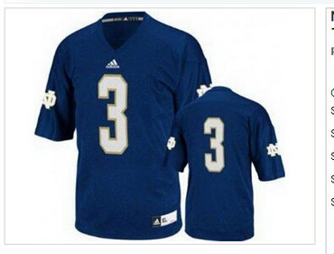 Notre Dame Fighting Irish 3 Joe Montana Blue Techfit College Football NCAA Jerseys
