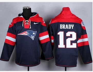NEW Patriots #12 Tom Brady Navy Blue Player Pullover NFL Hoodie