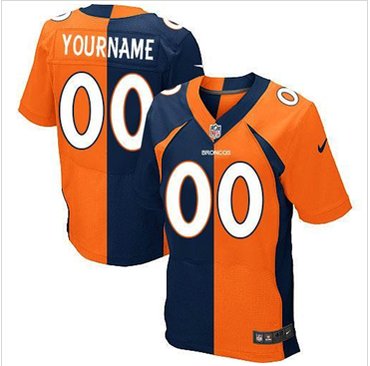NEW Denver Broncos Customized Orange Blue Elite Split Jersey
