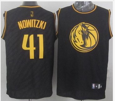 Dallas Mavericks #41 Dirk Nowitzki Black Precious Metals Fashion Stitched NBA Jersey