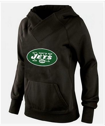 Women's New York Jets Logo Pullover Hoodie Black