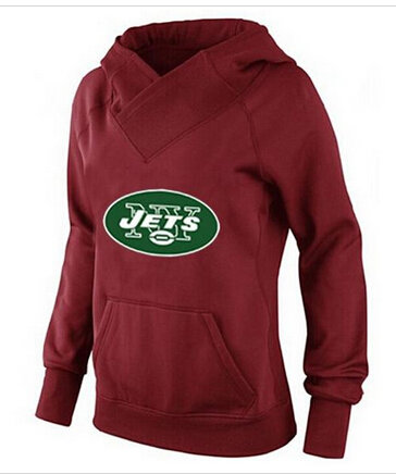 Women's New York Jets Logo Pullover Hoodie Red