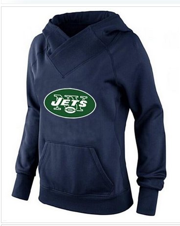 Women's New York Jets Logo Pullover Hoodie Navy Blue