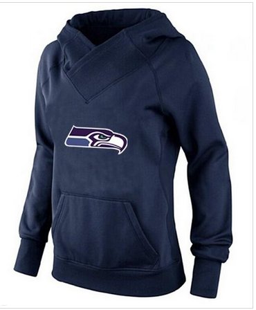 Women's Seattle Seahawks Logo Pullover Hoodie Navy Blue