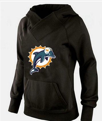 Women's Miami Dolphins Logo Pullover Hoodie Black-1