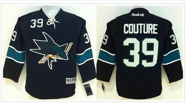 Youth NHL Sharks #39 Logan Couture Black Stitched Jersey
