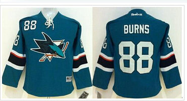Youth NHL Sharks #88 Brent Burns Green Stitched Jersey