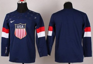 2014 Youth NHL Olympic Team USA Blank Navy Blue Stitched Jerseys
