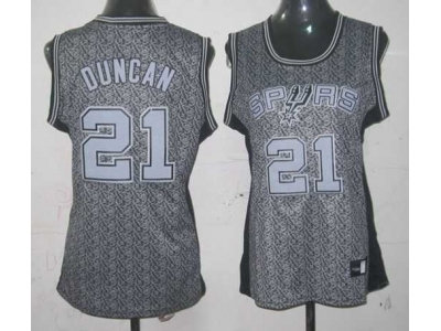 women nba san antonio spurs #21 tim duncan grey[static fashion swingman]
