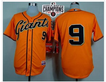 Giants #9 Brandon Belt Orange Cool Base W 2014 World Series Champions Stitched Baseball Jersey
