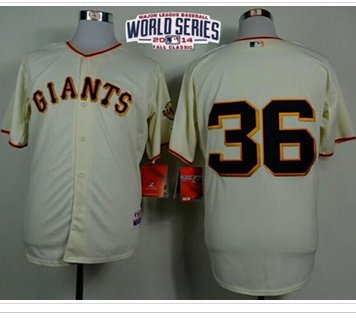 Giants #36 Gaylord Perry Cream Home Cool Base W 2014 World Series Patch Stitched Baseball Jersey