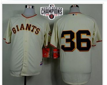 Giants #36 Gaylord Perry Cream Home Cool Base W 2014 World Series Champions Stitched Baseball Jersey