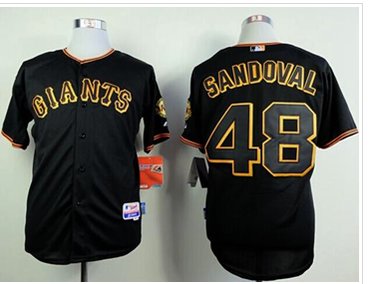 San Francisco Giants #48 Pablo Sandoval Black Baseball Jersey