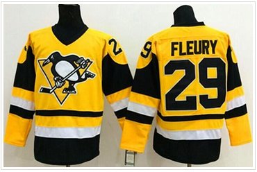Pittsburgh Penguins #29 Andre Fleury Yellow Throwback Stitched NHL Jersey Pittsburgh Penguins #29 Andre Fleury Yellow Throwback Stitched NHL Jersey