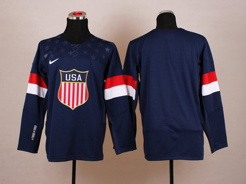 Team USA 2014 Olympic Blank Navy Blue Stitched NHL Jersey