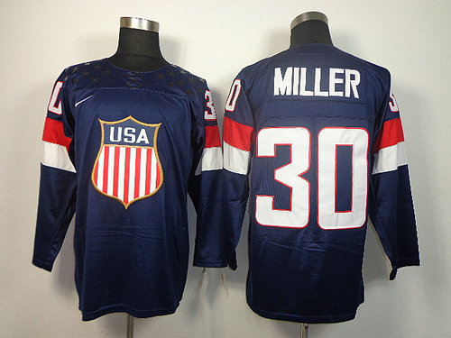 2014 Olympic Team USA 30 Ryan Miller Dark Blue Stitched Hockey Jersey